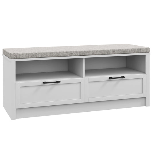 Photo of HOMCOM Shoe Bench with Removable Cushion, Shoe Storage Bench with Padded Seat, Open Compartments and Drawers for Entryway Hallway in Hallway colour on a white background