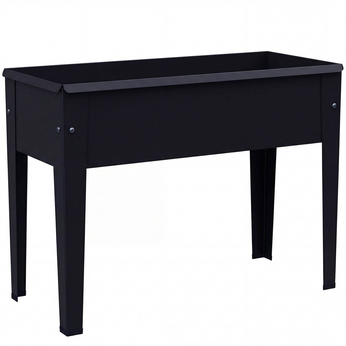 Photo of Outsunny Raised Planter, Metal Raised Garden Bed on Legs with Drainage Hole and Foot Covers, Black in Black colour on a white background