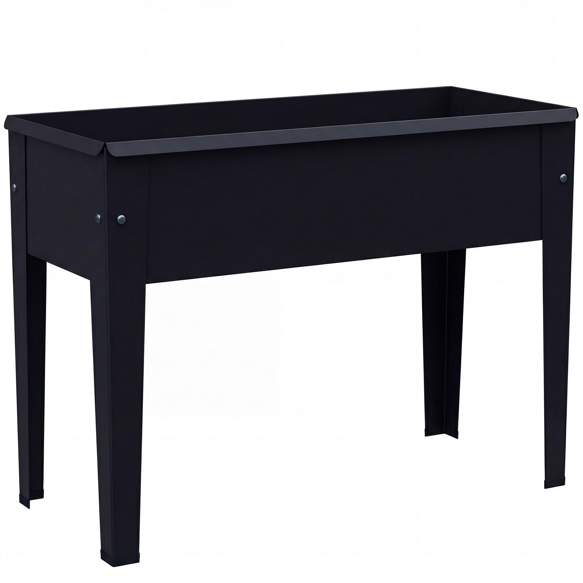 Photo of Outsunny Raised Planter, Metal Raised Garden Bed on Legs with Drainage Hole and Foot Covers, Black in Black colour on a white background