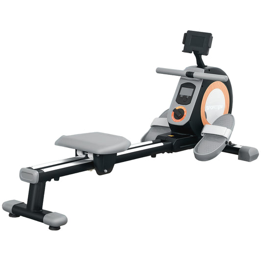 Photo of SPORTNOW Rowing Machine, 16-Level Magnetic Rower Machine with LCD Monitor and Phone Holder, Black in Black colour on a white background