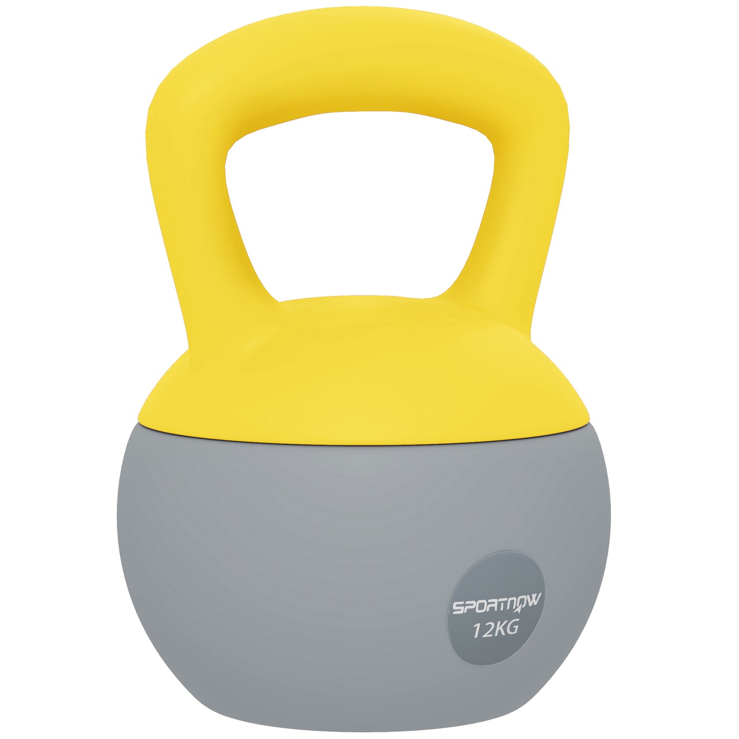 Photo of SPORTNOW 12KG Soft Kettlebell, Kettlebell with Non-Slip Handle for Home Gym, Weight Lifting, Strength Training, Yellow/Grey in Yellow/Grey colour on a white background
