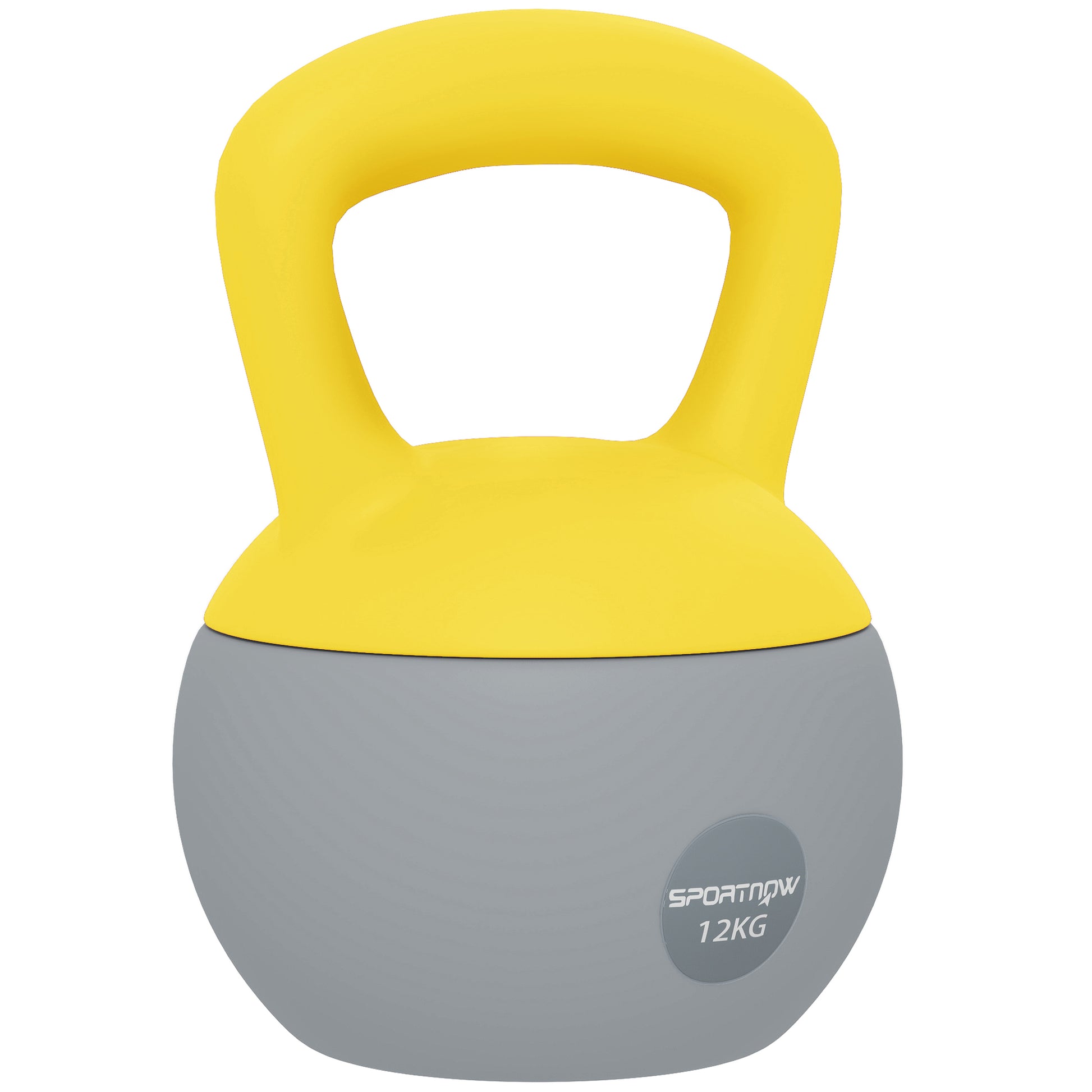 Photo of SPORTNOW 12KG Soft Kettlebell, Kettlebell with Non-Slip Handle for Home Gym, Weight Lifting, Strength Training, Yellow/Grey in Yellow/Grey colour on a white background