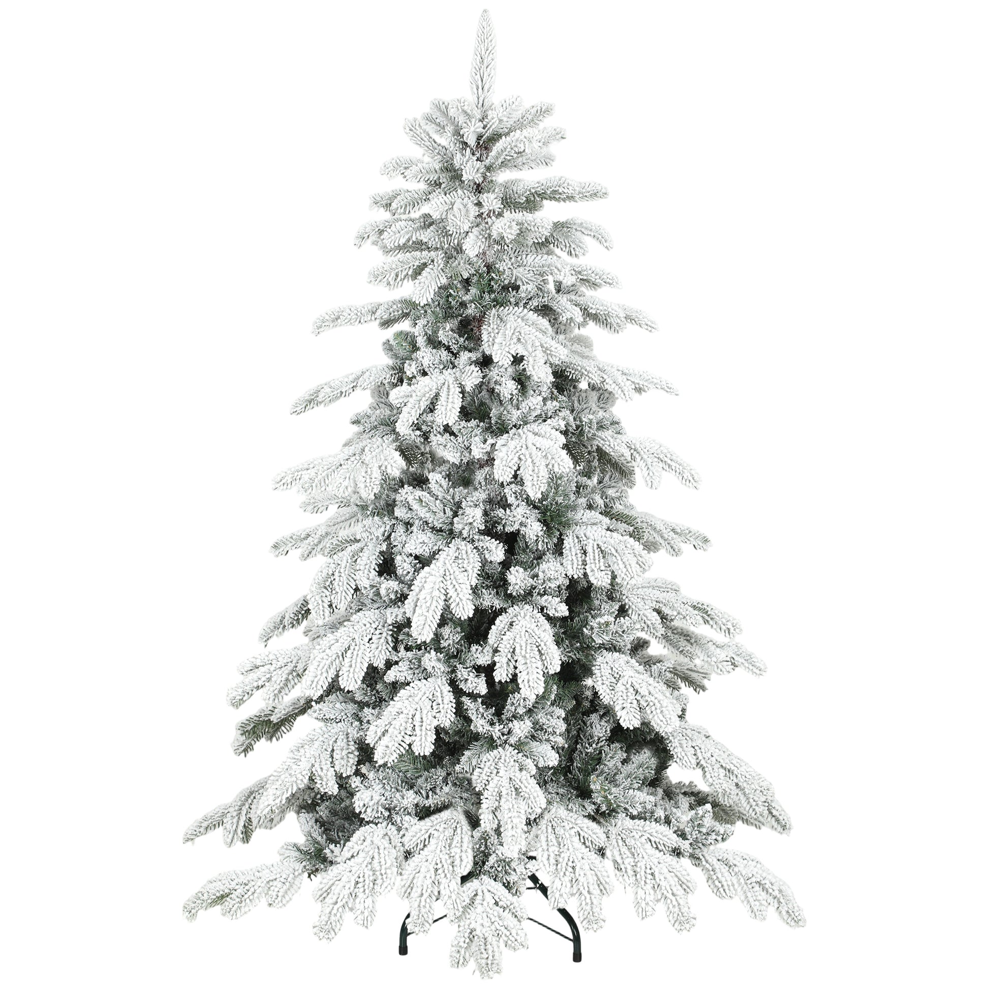 Photo of HOMCOM 5ft Super Flocked Christmas Tree - Green/White in Green/White colour on a white background