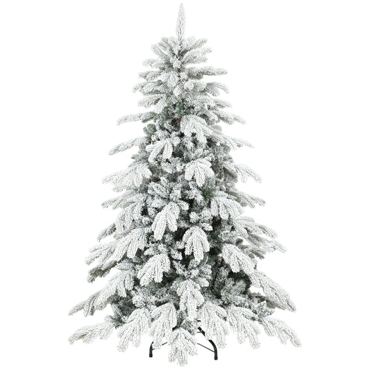 Photo of HOMCOM 5ft Super Flocked Christmas Tree - Green/White in Green/White colour on a white background
