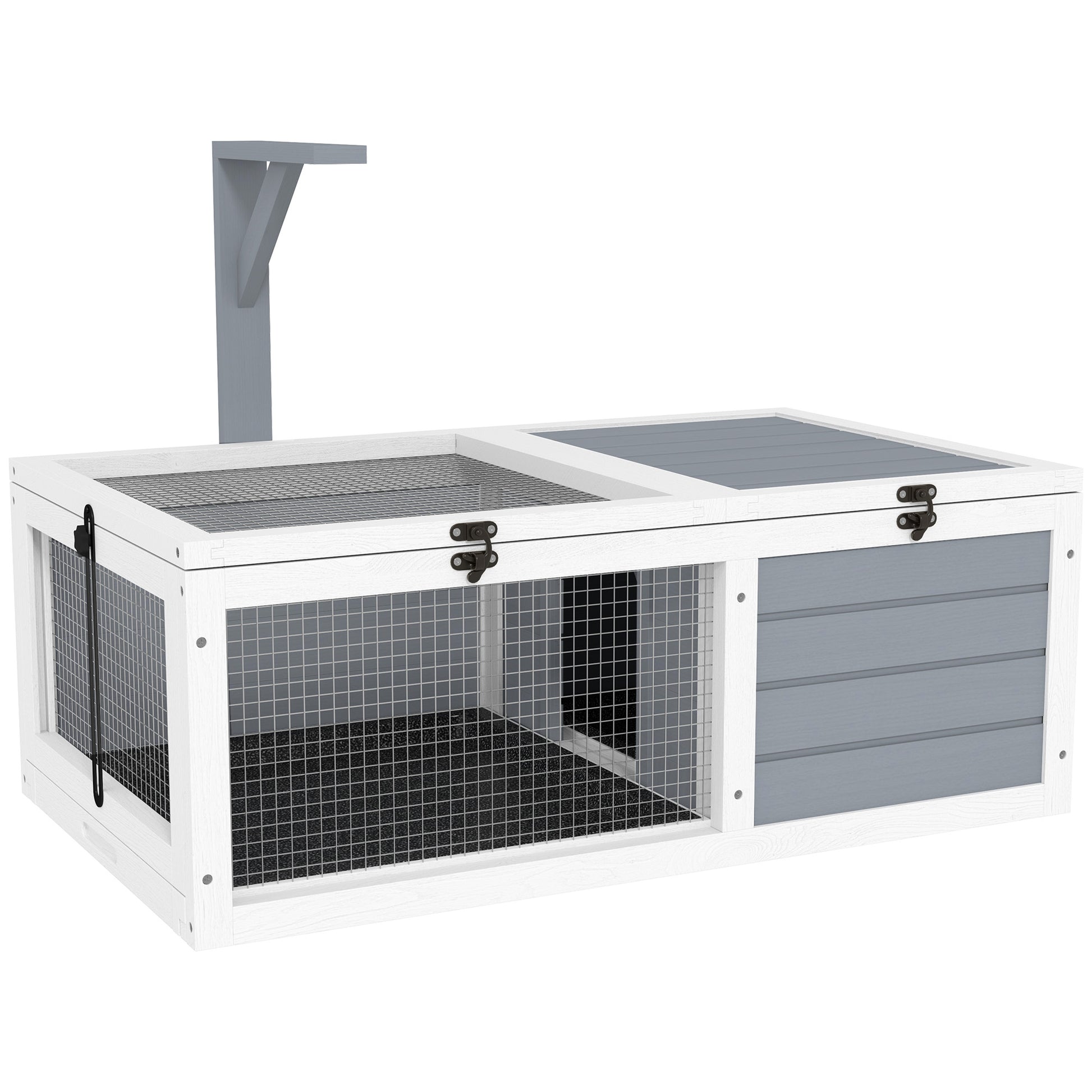 Photo of PawHut Wooden Tortoise Enclosure, Tortoise House w/ Lamp Holder, for Outdoor, Indoor, Light Grey in Grey colour on a white background