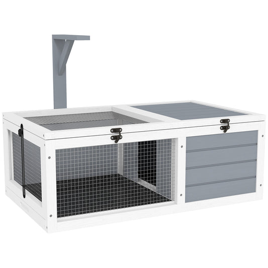 Photo of PawHut Wooden Tortoise Enclosure, Tortoise House w/ Lamp Holder, for Outdoor, Indoor, Light Grey in Grey colour on a white background