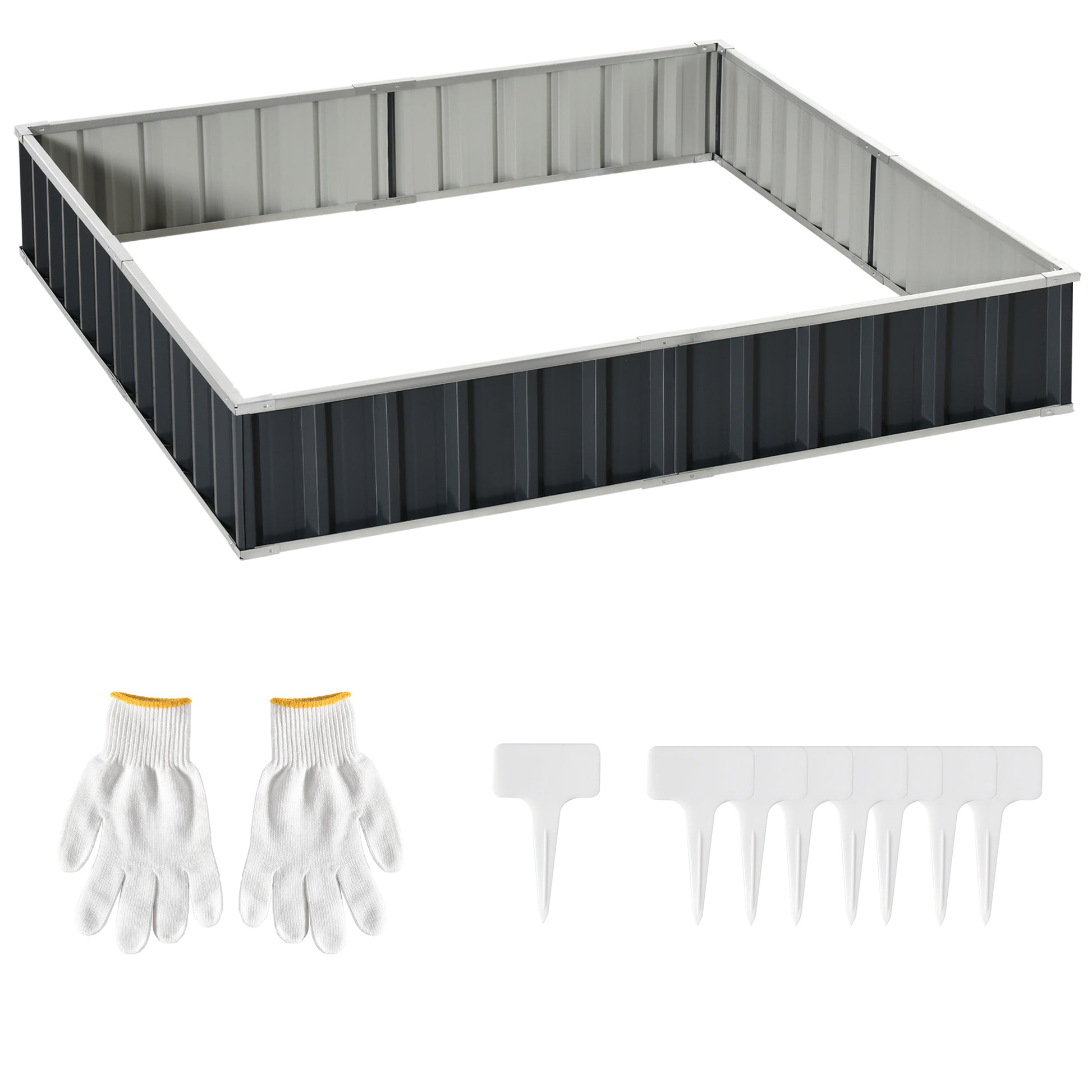 Photo of Outsunny 645L Metal Raised Garden Bed, DIY Large Steel Planter Box, No Bottom w/ A Pairs of Glove for Backyard, Patio to Grow Vegetables, Herbs, and Flowers, 258cmx90cm in 258cmx90cm colour on a white background