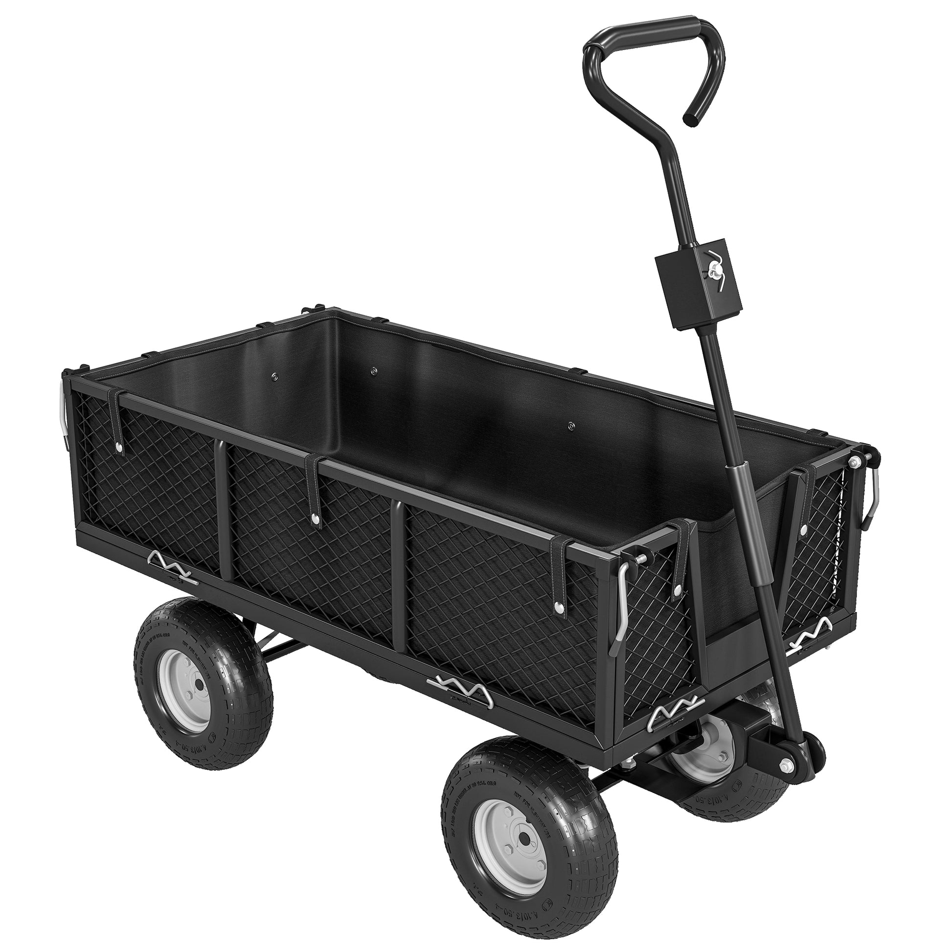 Photo of Outsunny 114L Steel Frame Garden Cart Trolley - Black in Black colour on a white background
