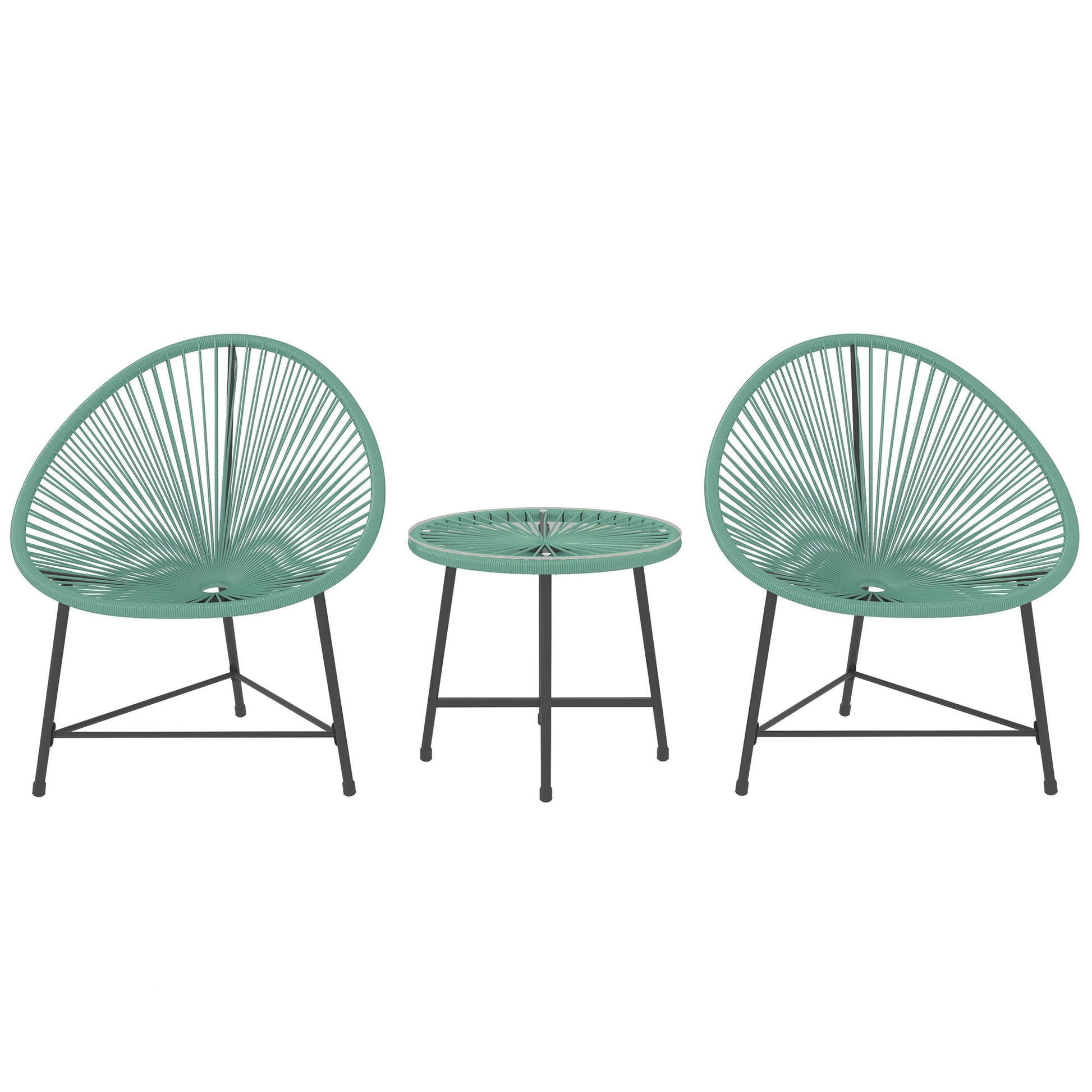 Photo of Outsunny Rattan Bistro Set with Acapulco Chairs and Glass Table, Green in Green colour on a white background