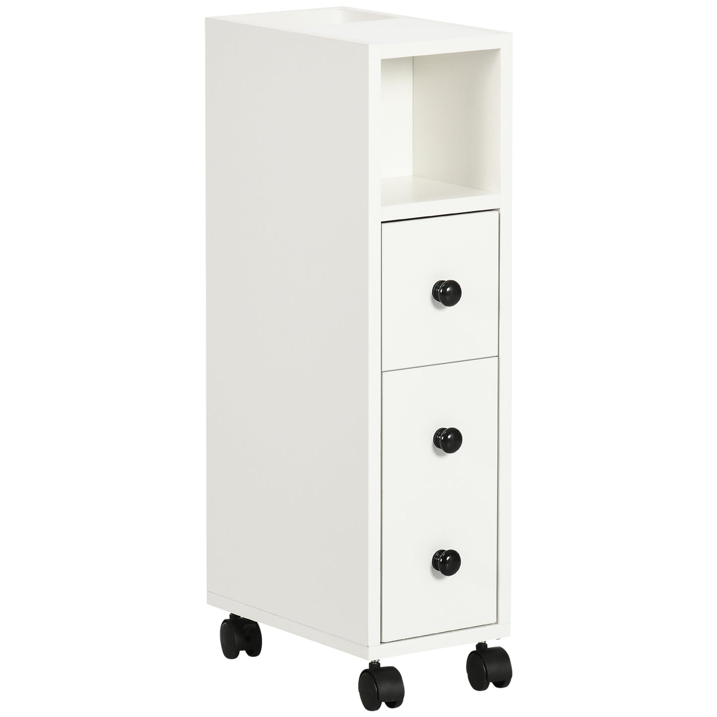Photo of kleankin Slimline Bathroom Storage Cabinet - White in White colour on a white background