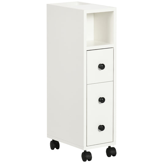 Photo of kleankin Slimline Bathroom Storage Cabinet - White in White colour on a white background