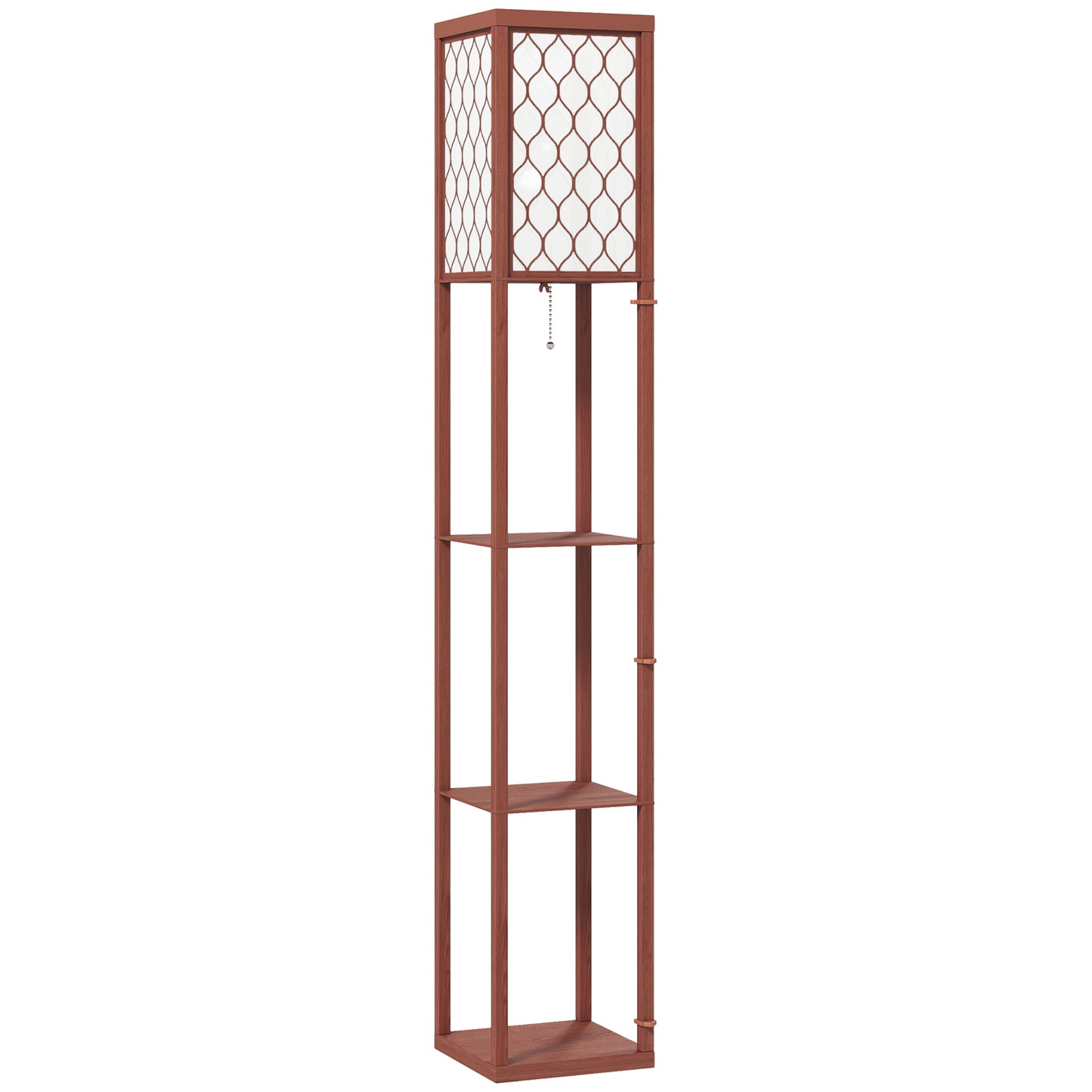 Photo of HOMCOM Three-Shelf Standing Lamp - Brown/White in Brown/White colour on a white background