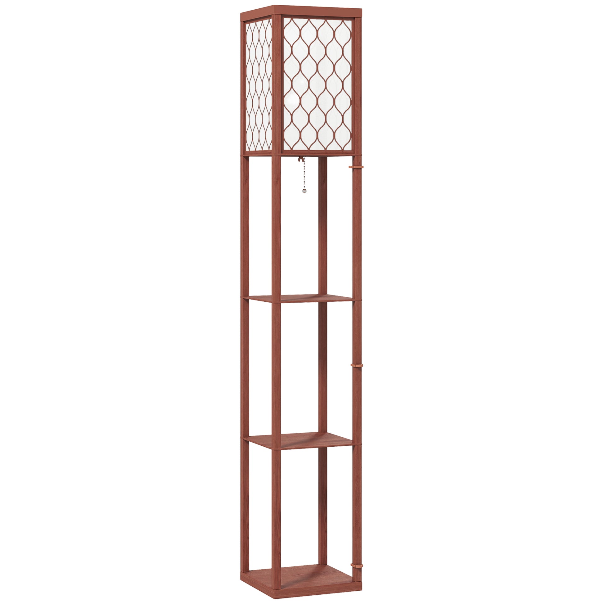 Photo of HOMCOM Three-Shelf Standing Lamp - Brown/White in Brown/White colour on a white background
