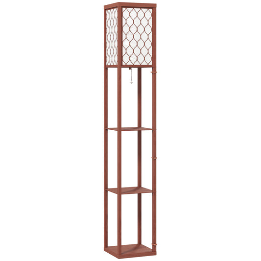 Photo of HOMCOM Three-Shelf Standing Lamp - Brown/White in Brown/White colour on a white background