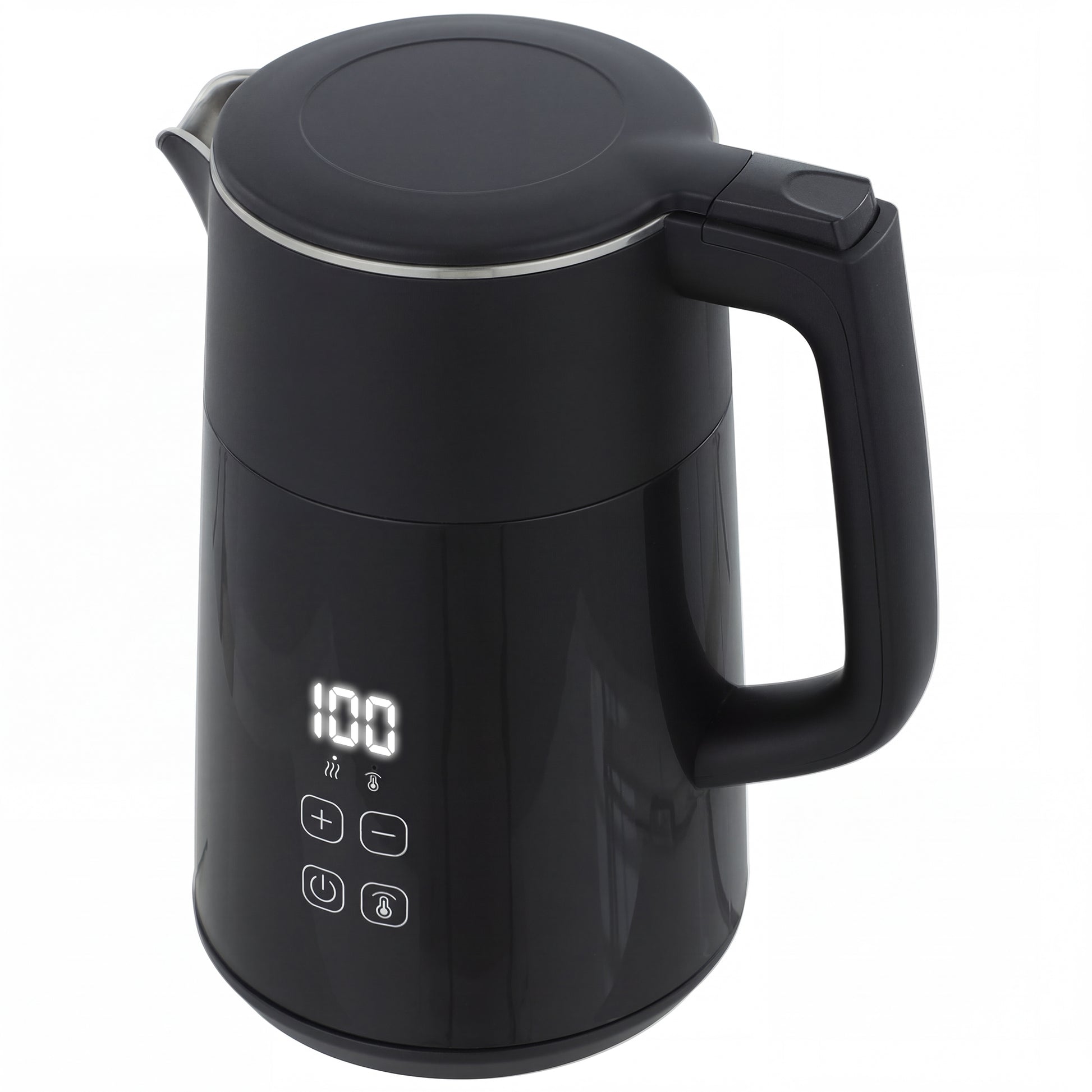 Photo of HOMCOM Electric Kettle, 1.7L Fast Boil 3kW Water Kettle with UK Strix Thermostat, LED Display, Keep Warm Function, Black in Black colour on a white background