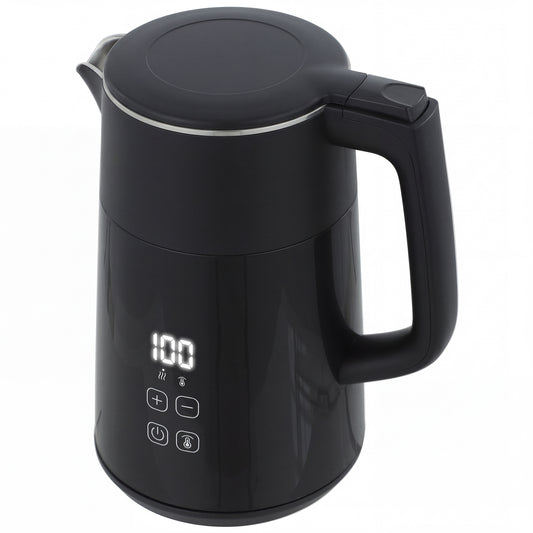 Photo of HOMCOM Electric Kettle, 1.7L Fast Boil 3kW Water Kettle with UK Strix Thermostat, LED Display, Keep Warm Function, Black in Black colour on a white background