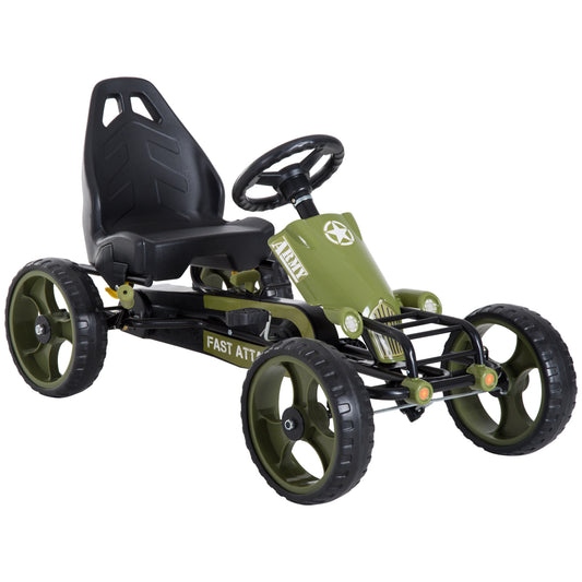 Photo of HOMCOM Pedal Go Kart, Kids Ride On Racer with EVA Tyres, Manual Clutch, Braking, Adjustable Seat for Age 3-6 Years, Green in Green colour on a white background