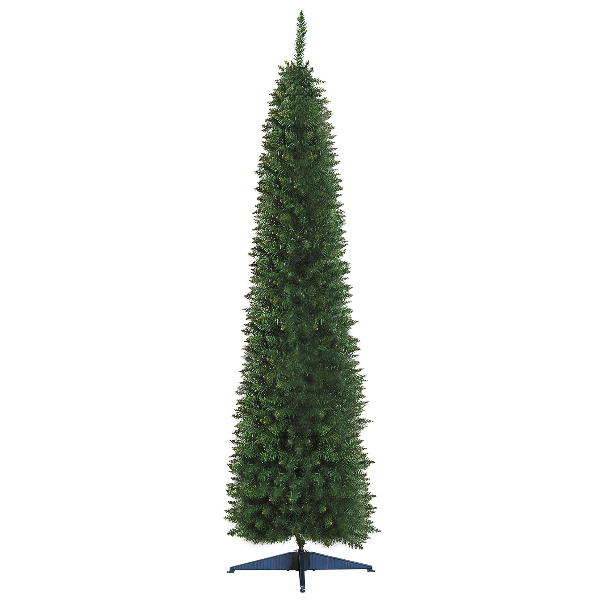 Photo of HOMCOM 7ft Unlit Artificial Christmas Tree, Pencil Slim Xmas Tree with Solid Stand and Realistic Branches, Green in Green colour on a white background