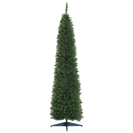 Photo of HOMCOM 7ft Unlit Artificial Christmas Tree, Pencil Slim Xmas Tree with Solid Stand and Realistic Branches, Green in Green colour on a white background