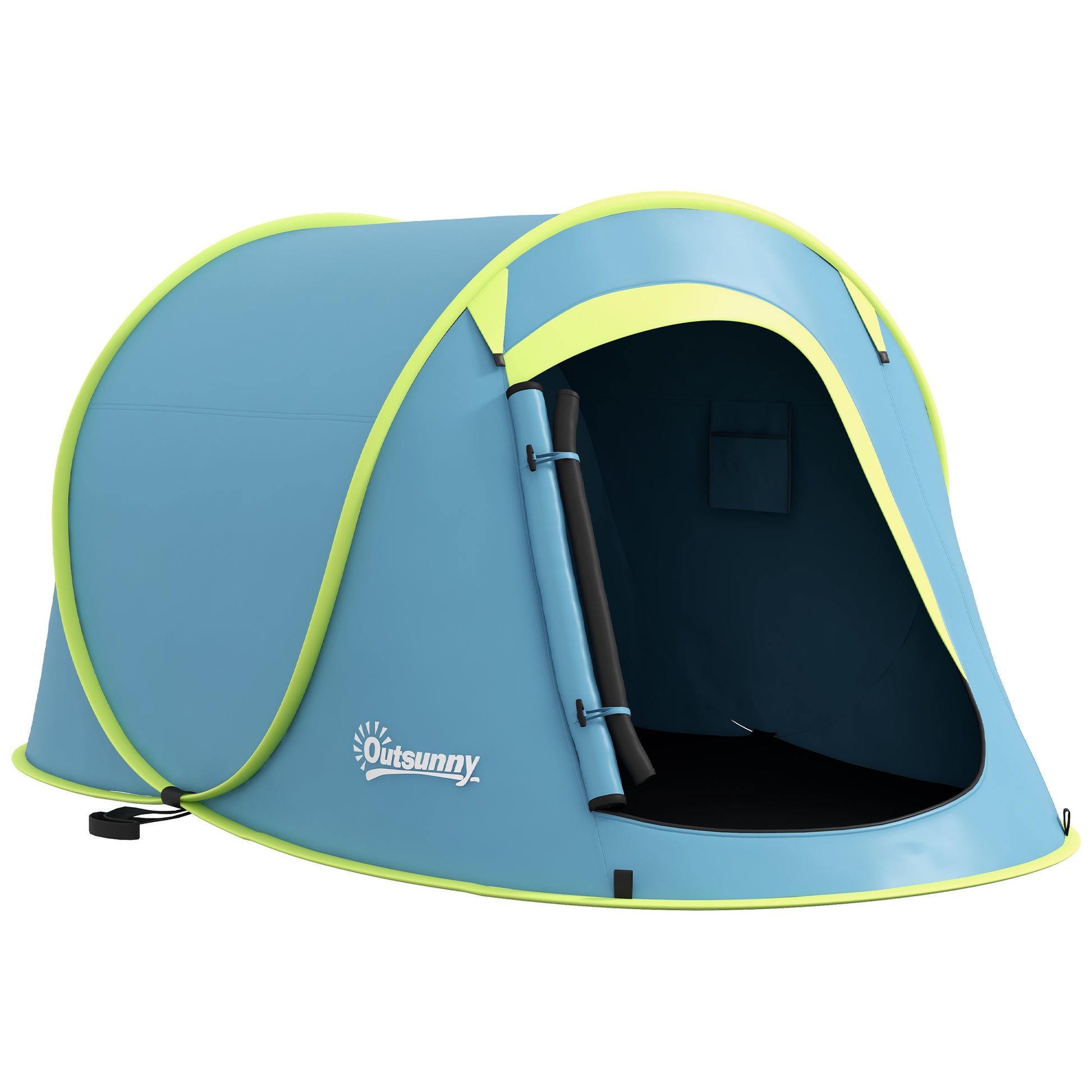 Photo of Outsunny Two-Man Pop-Up Dome Tent, with Accessories - Blue in Blue colour on a white background
