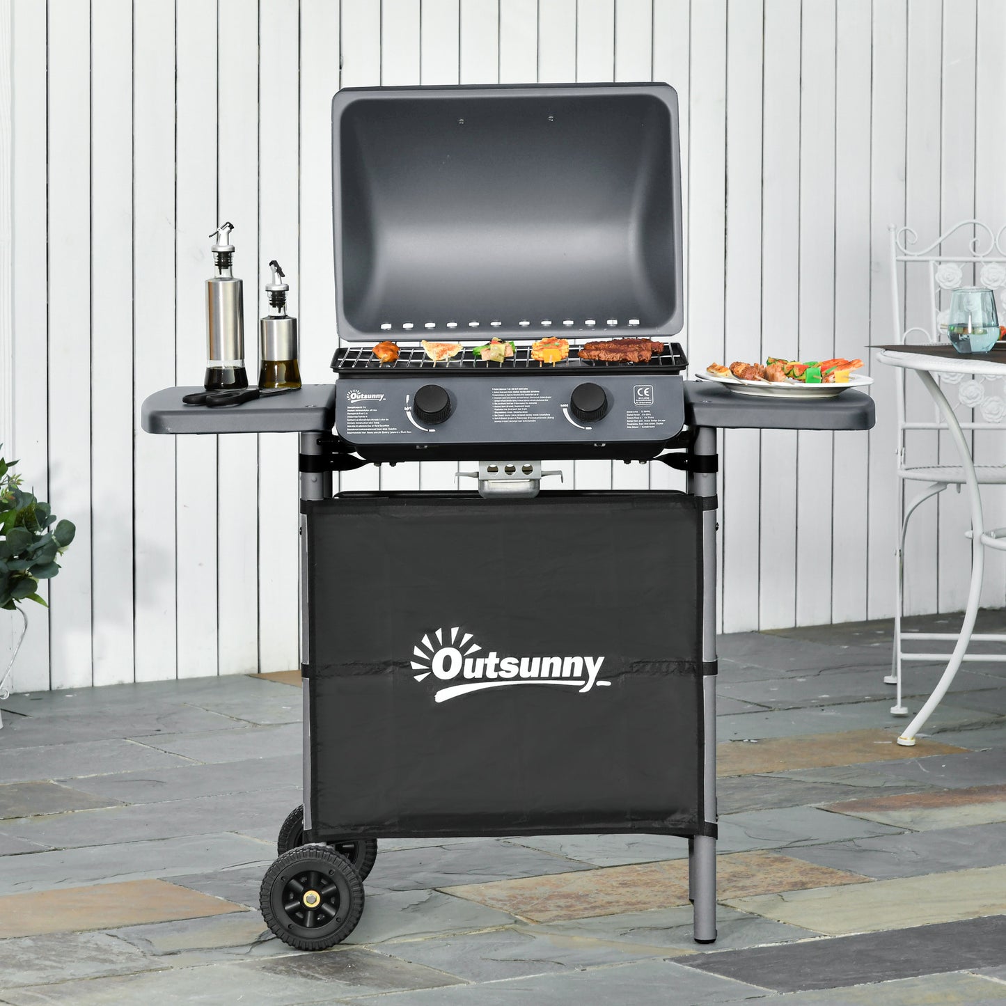 Outsunny 2 x 2.8kW Burner Gas BBQ - Grey