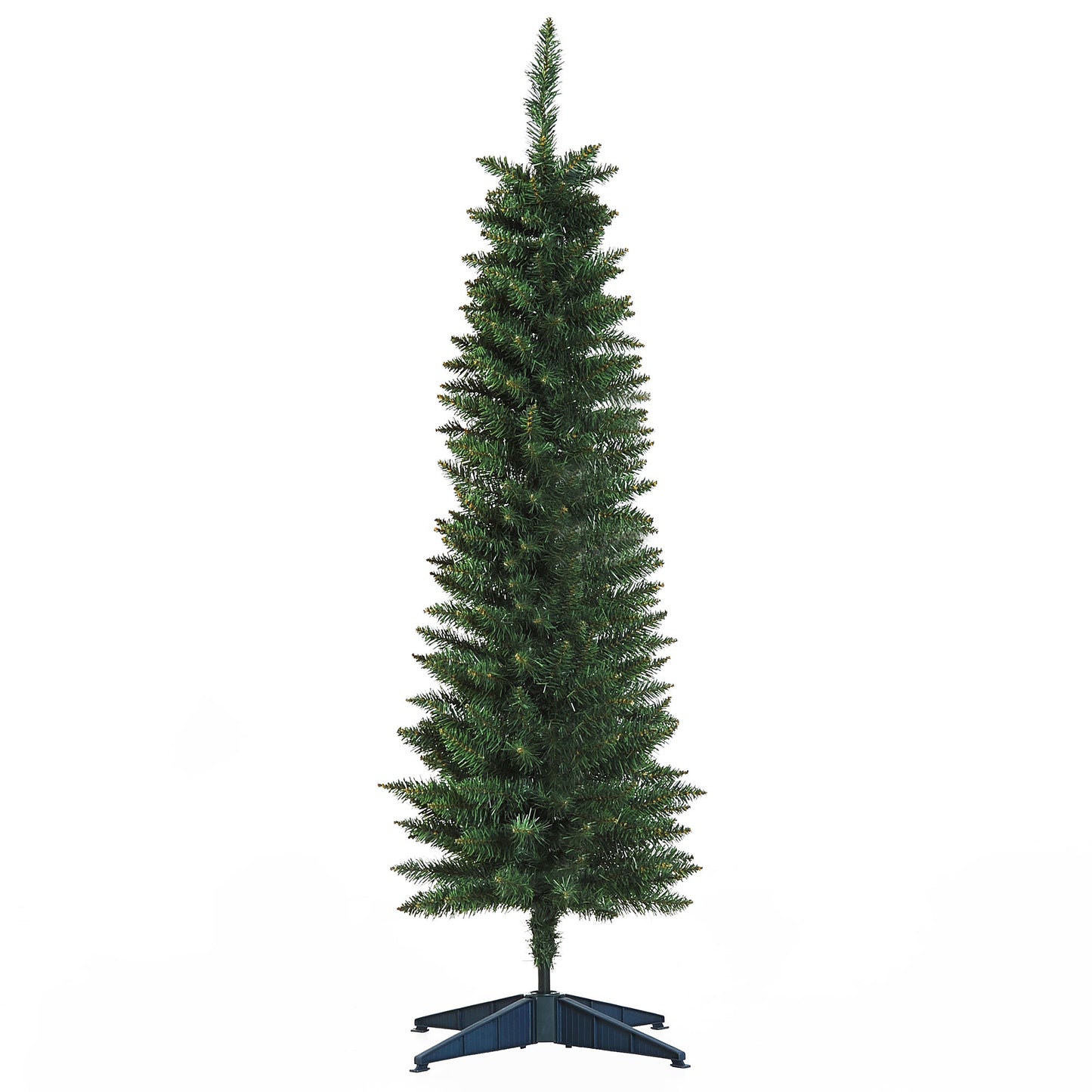 Photo of HOMCOM 5ft Unlit Artificial Christmas Tree, Pencil Slim Xmas Tree with Solid Stand and Realistic Branches, Green in Green colour on a white background