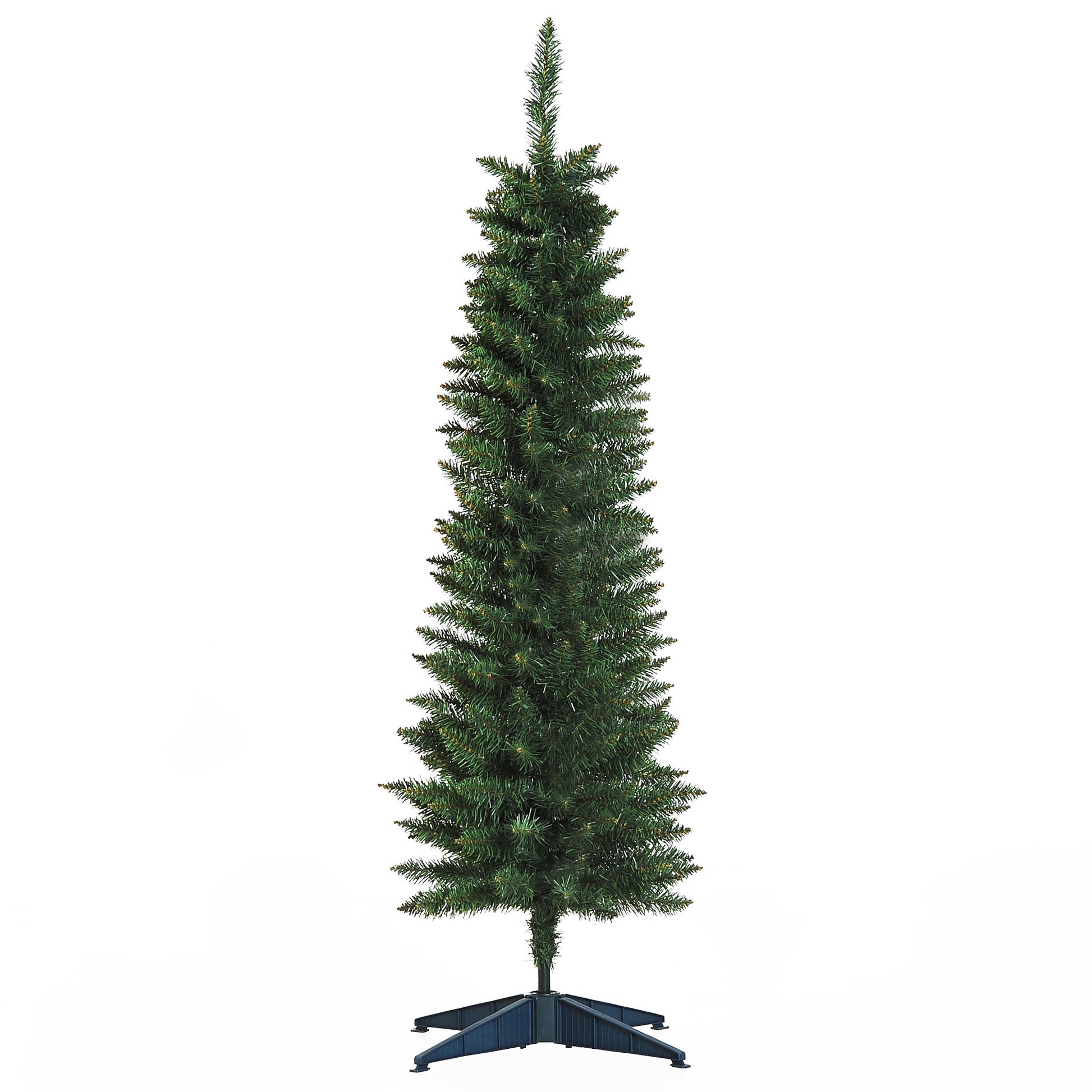 Photo of HOMCOM 5ft Unlit Artificial Christmas Tree, Pencil Slim Xmas Tree with Solid Stand and Realistic Branches, Green in Green colour on a white background