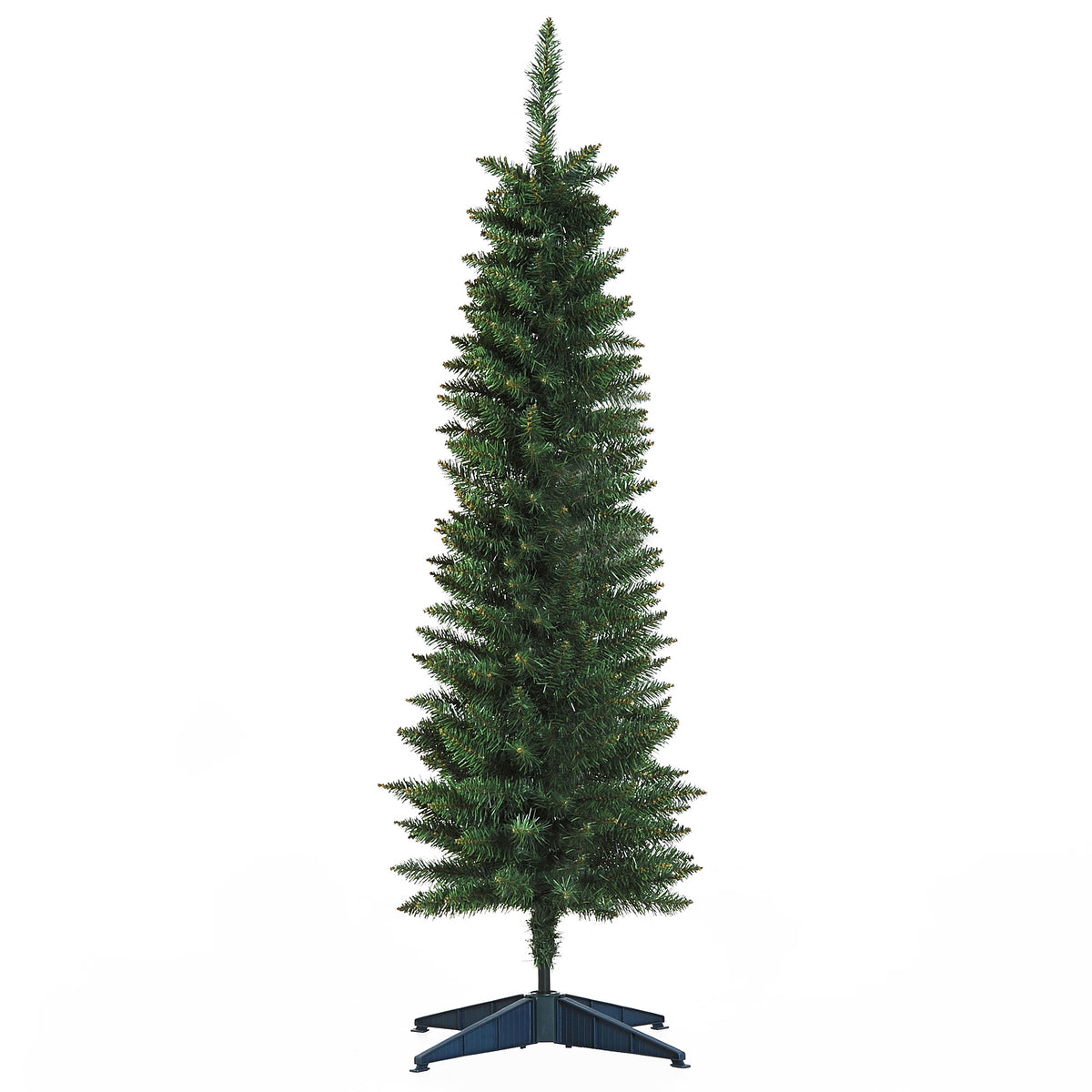 Photo of HOMCOM 5ft Unlit Artificial Christmas Tree, Pencil Slim Xmas Tree with Solid Stand and Realistic Branches, Green in Green colour on a white background