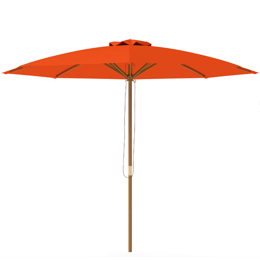 Photo of Outsunny 3m Wood Pole Parasol Umbrella - Orange in Orange colour on a white background