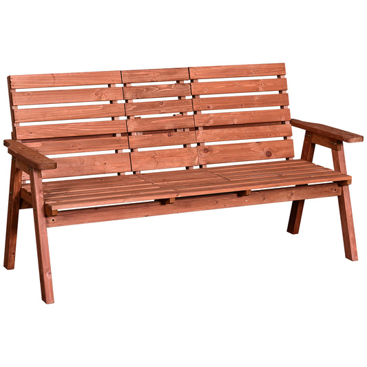 Photo of Outsunny Fir Wood Convertible 2 to 3 Seater Outdoor Garden Bench Wood Tone in Tone colour on a white background