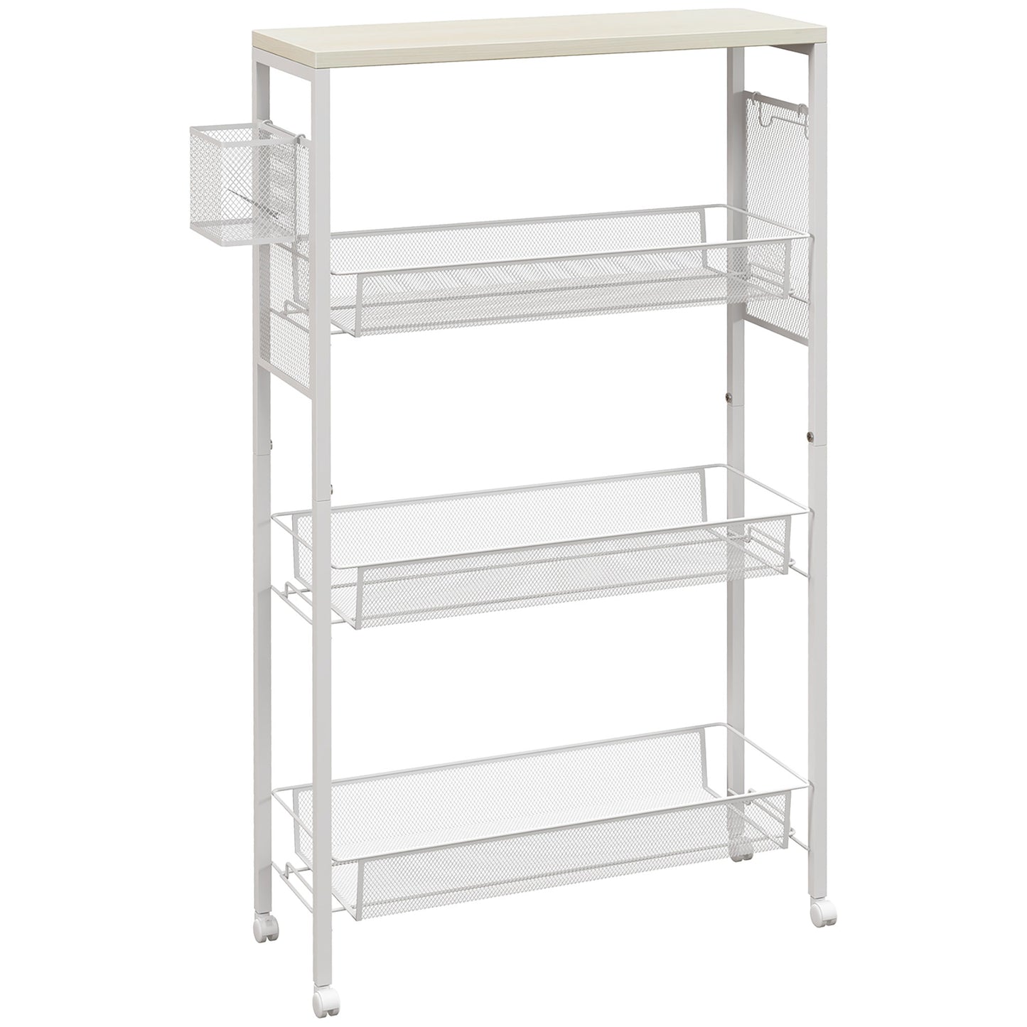 Photo of HOMCOM 3-Tier Kitchen Cart with 3 Steel Wire Baskets - White in White colour on a white background