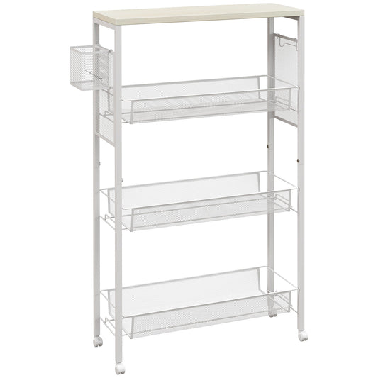 Photo of HOMCOM 3-Tier Kitchen Cart with 3 Steel Wire Baskets - White in White colour on a white background