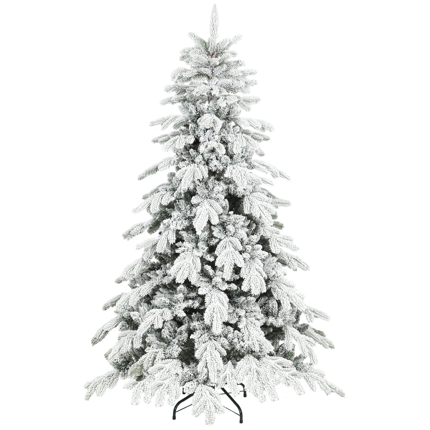 Photo of HOMCOM 6ft Super Flocked Christmas Tree - Green/White in Green/White colour on a white background