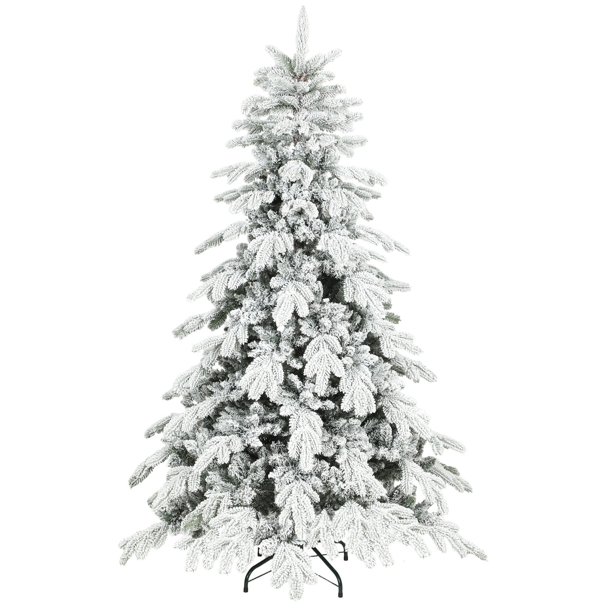 Photo of HOMCOM 6ft Super Flocked Christmas Tree - Green/White in Green/White colour on a white background
