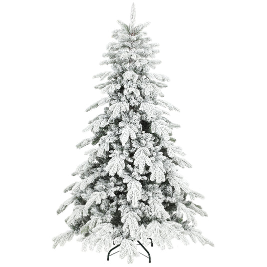 Photo of HOMCOM 6ft Super Flocked Christmas Tree - Green/White in Green/White colour on a white background