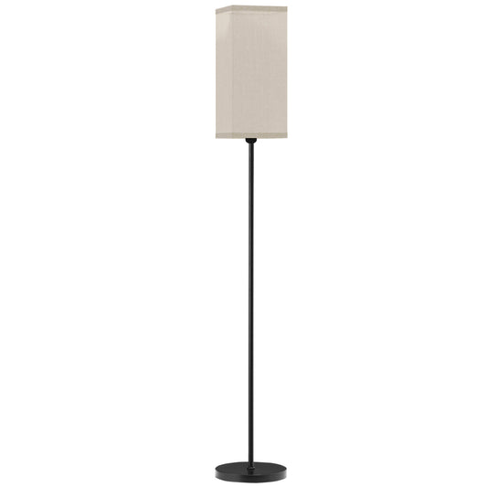 Photo of HOMCOM Floor Lamp, Modern Standing Lamp with Linen Shade and Foot Switch, Tall Lamps for Bedroom, Bulb not Included, Black in Black colour on a white background