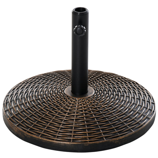 Photo of Outsunny 25 kg Plastic and Cement Rattan Pattern Parasol Base - Antique Bronze in Bronze colour on a white background