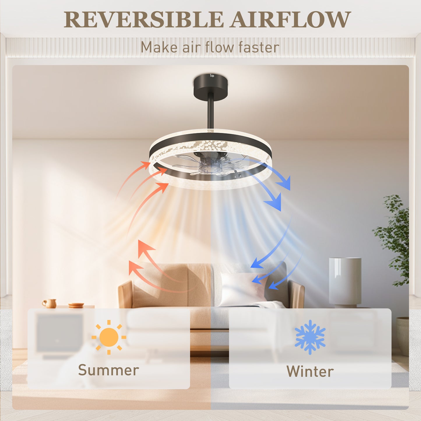 HOMCOM Ceiling Fan with LED Light and Remote - Black