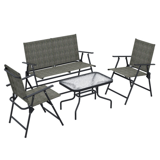 Photo of Outsunny Four-Piece Metal Garden Sofa Set - Mixed Brown in Brown colour on a white background