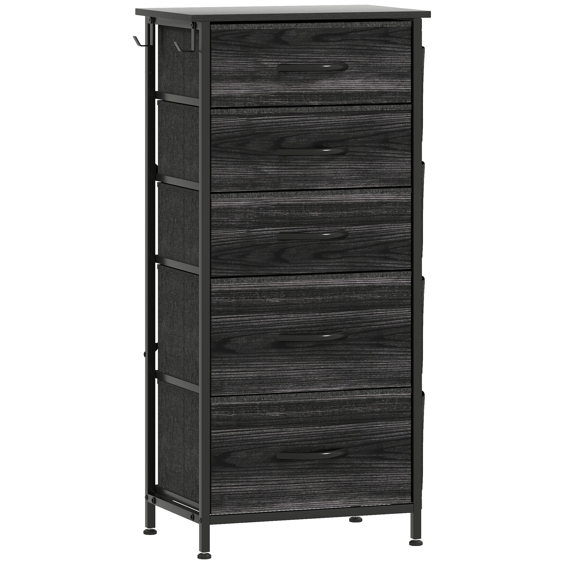 Photo of HOMCOM Chest of Five Fabric Drawers - Black in Black colour on a white background
