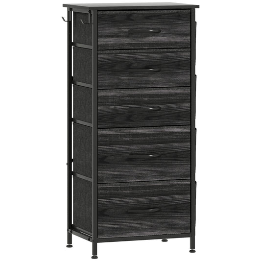 Photo of HOMCOM Chest of Five Fabric Drawers - Black in Black colour on a white background