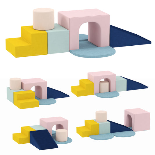 Photo of AIYAPLAY 8-Piece Foam Play Blocks for Kids, Soft Motor Skill Blocks with Washable Velvet Covers, Indoor Climbing Set, Multicolor in Multicolor colour on a white background