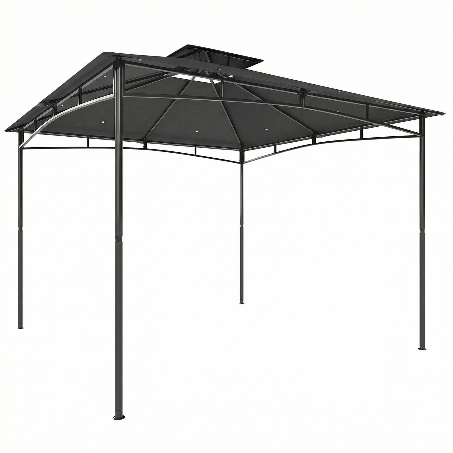Photo of Outsunny 3 x 3 m Gazebo, Garden Gazebo with 2-Tier Roof, Metal Frame, Dark Grey in Grey colour on a white background