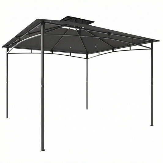 Photo of Outsunny 3 x 3 m Gazebo, Garden Gazebo with 2-Tier Roof, Metal Frame, Dark Grey in Grey colour on a white background