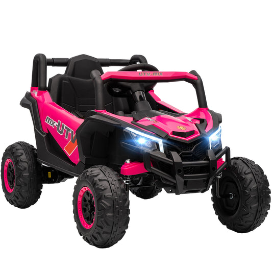 Photo of AIYAPLAY 12V Kids Ride On Car with Remote Control, Kids Electric Car with Suspension System, Music, for Kids 3-5 Years, Pink in Pink colour on a white background