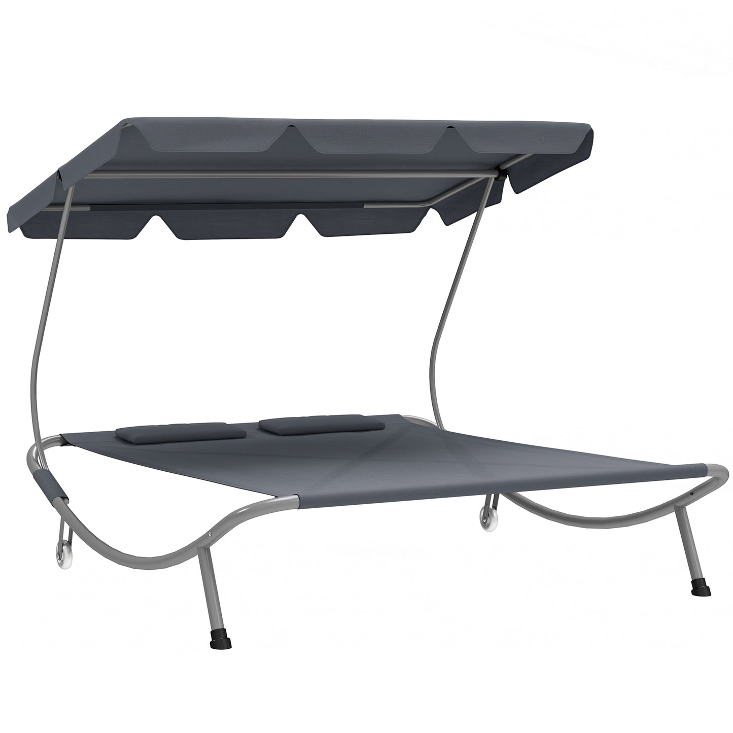 Photo of Outsunny Double Outdoor Bed, with Canopy - Light Grey in Grey colour on a white background