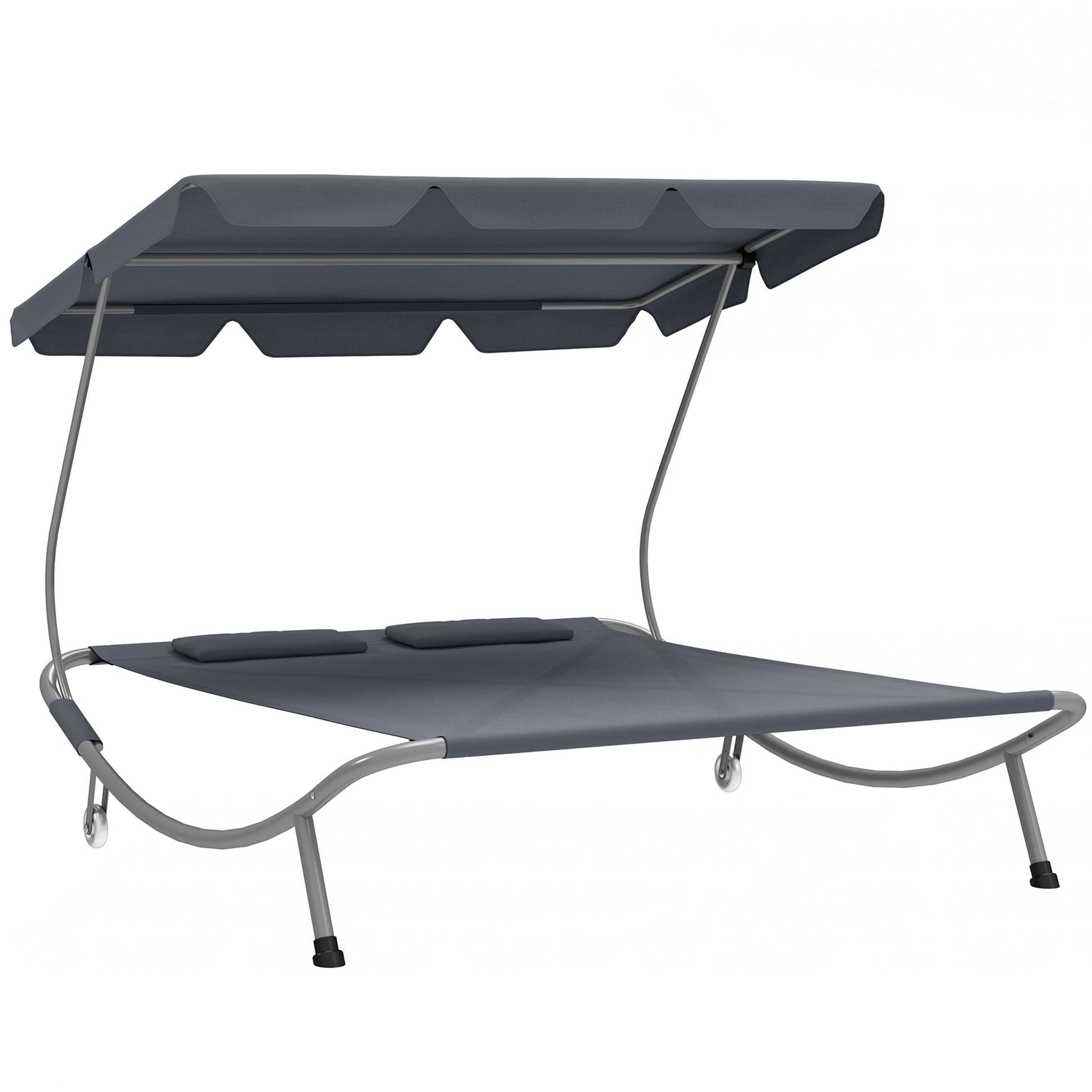 Photo of Outsunny Double Outdoor Bed, with Canopy - Light Grey in Grey colour on a white background
