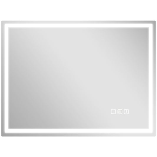 Photo of HOMCOM 60 x 80 cm Anti-Fog LED Bathroom Mirror, with Bluetooth and Clock - Silver Tone in Tone colour on a white background