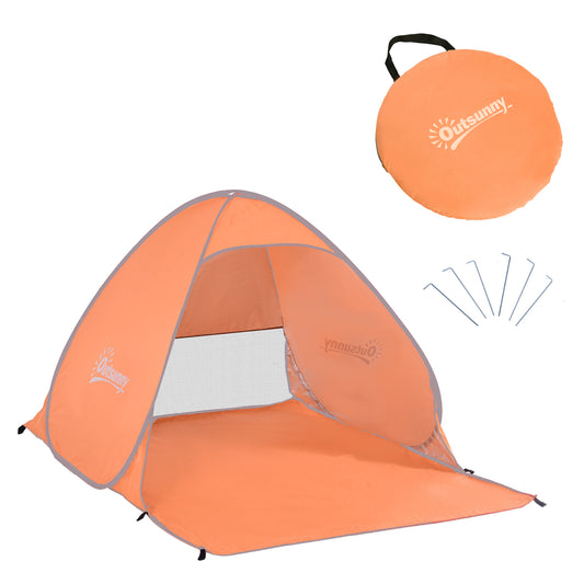 Photo of Outsunny 2 Person Pop Up UV Shelter Shade-Orange in Shade-Orange colour on a white background