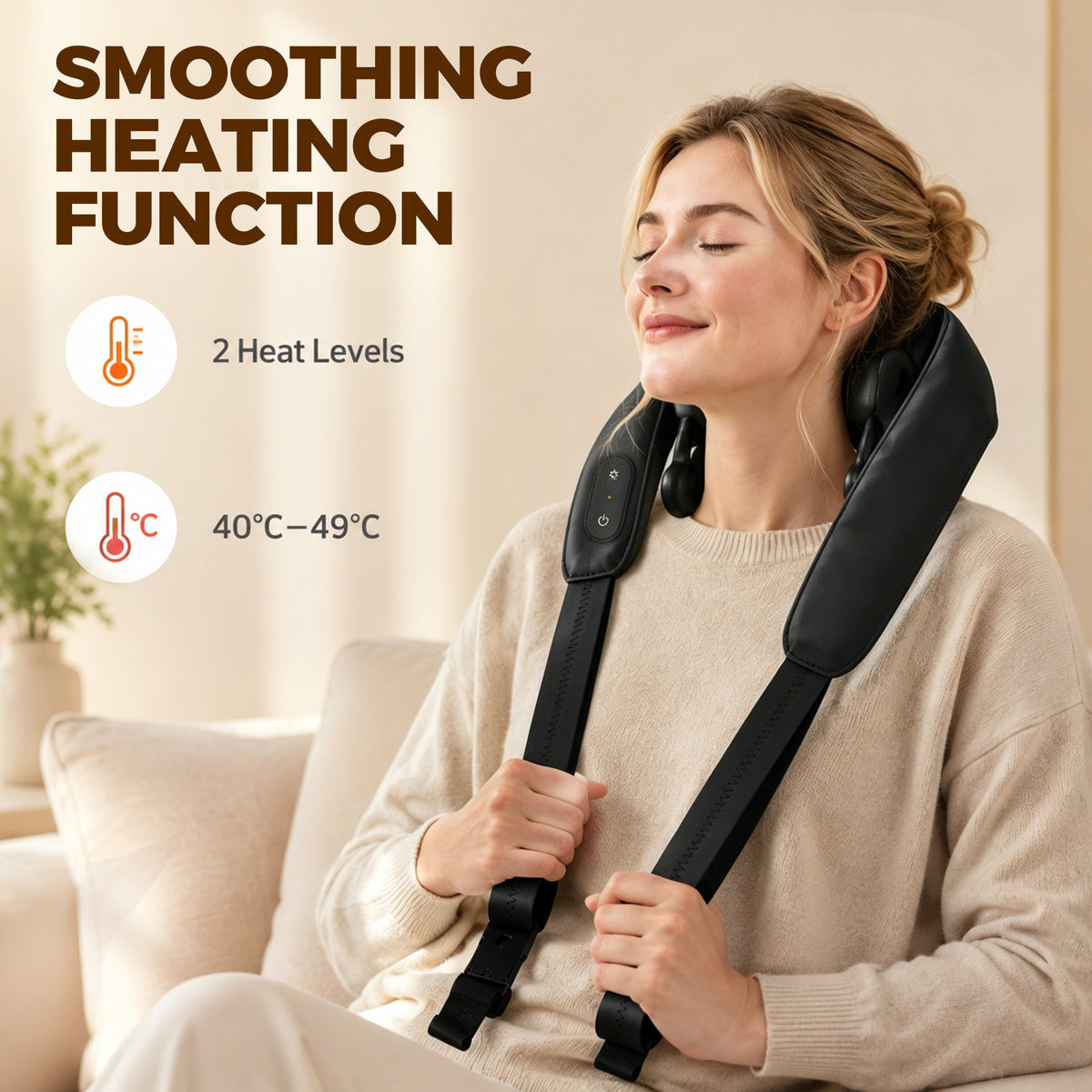 HOMCOM Cordless Neck Massager with Heat, Deep Tissue 4D Shiatsu Neck and Shoulder Massager for Car Home, Gifts for Men Women